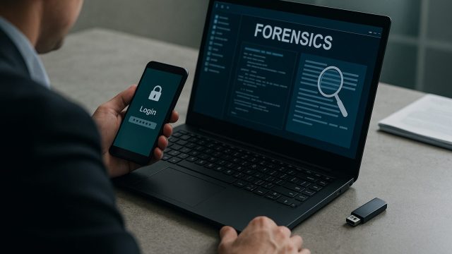 デジタル鑑識ソフトを操作するフォレンジック調査員の手元