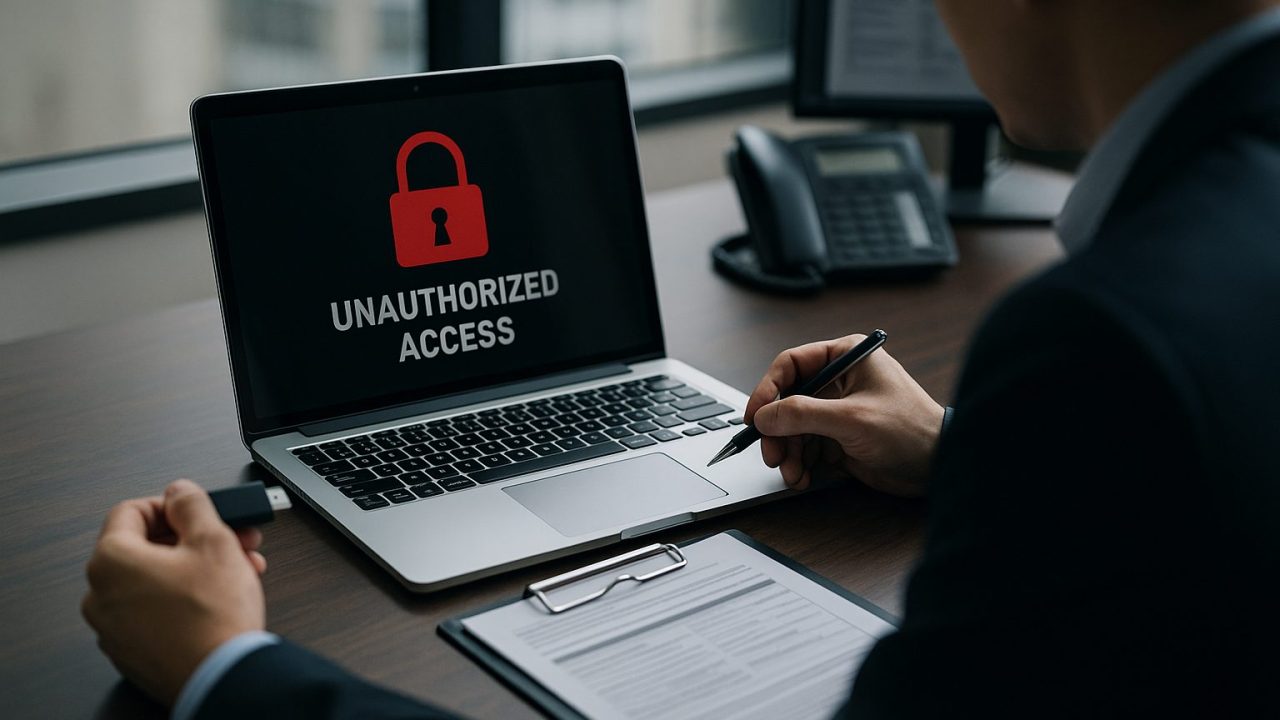 企業のサーバで不正アクセスが発覚し証拠保全を行う場面
