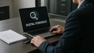 デジタルフォレンジック調査中の専門家の作業風景