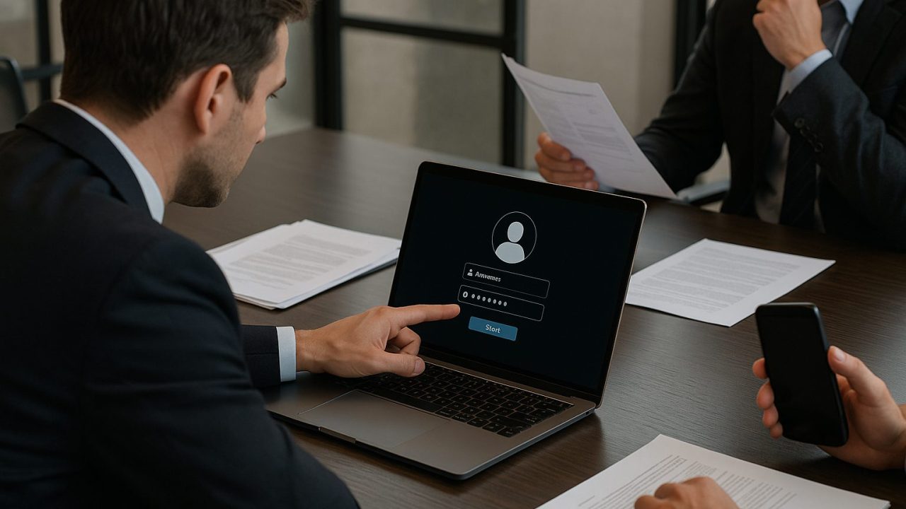 情報漏洩の初動調査を行う専門チームの会議風景